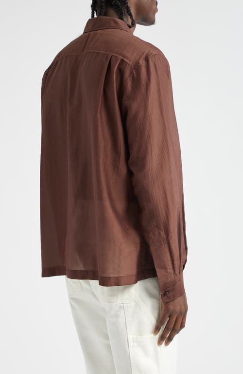Bode Heartwood Long Sleeve Cotton & Silk Camp Shirt In Brown