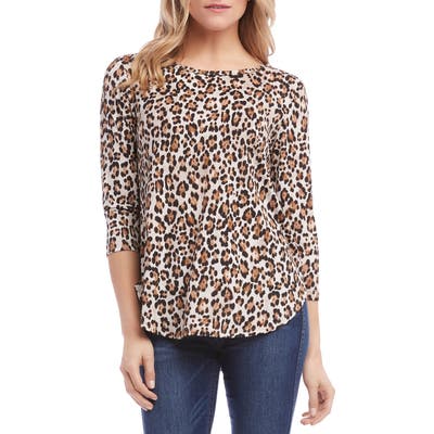 Karen Kane Leopard Print Boat Neck Top, Brown