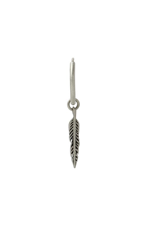 AllSaints Men's Feather Pendant Single Hoop Earring in Warm Silver