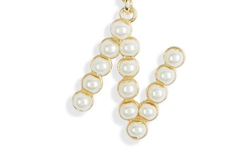 Meshmerise Imitation Pearl Initial Pendant Necklace In Yellow-n