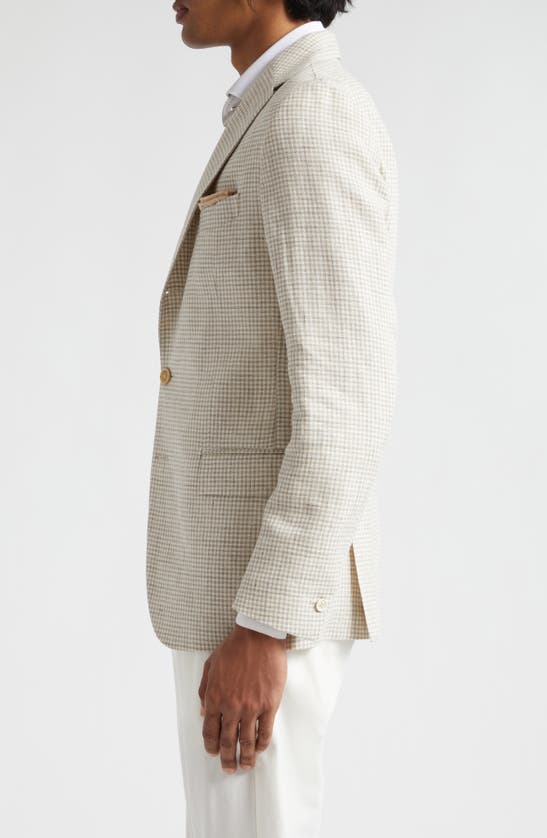 Eleventy Houndstooth Linen & Wool Sport Coat In Sand