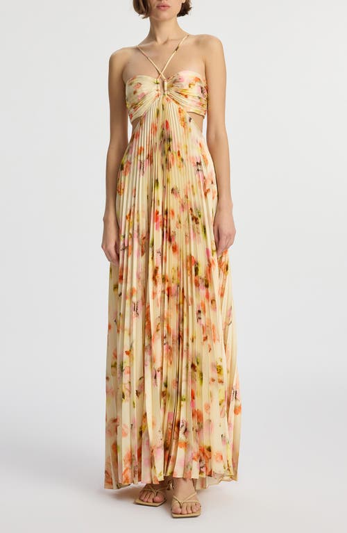 A. L.C. Moira Floral Print Maxi Dress in Pale Peach Multi