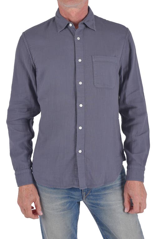 The Ripper Waffle Weave Cotton Button-Up Shirt in Charcoal