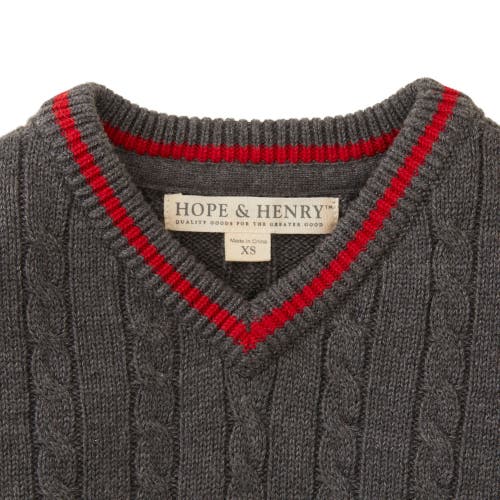 Shop Hope & Henry Baby Boys' V-neck Cable Sweater, Infant In Grey