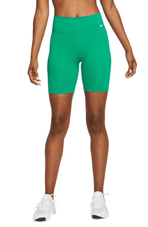 Nike One Mid-Rise Bike Shorts in Neptune Green/White