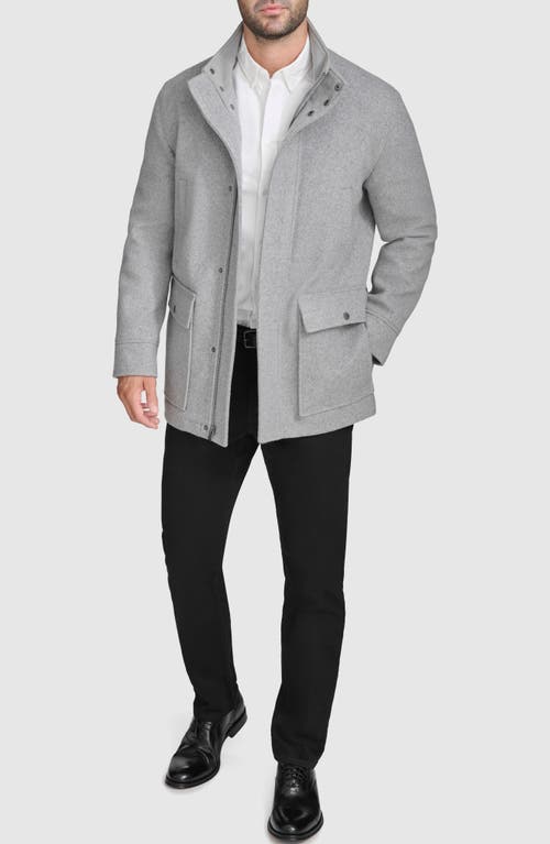 Shop Cole Haan Felted Coat In Light Grey