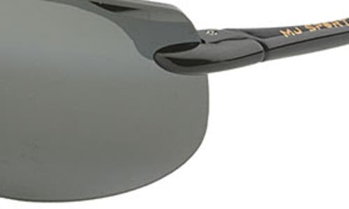 Shop Maui Jim Banyans 70mm Polarized Rectangle Sunglasses In Gloss Black/neutral Grey