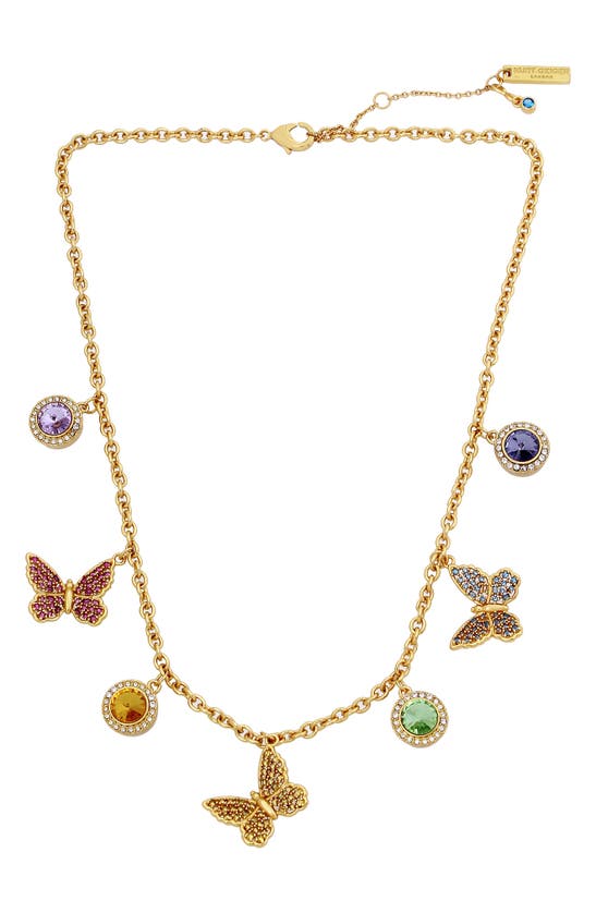 Kurt Geiger London Butterfly Shaky Frontal Charm Necklace in Gold