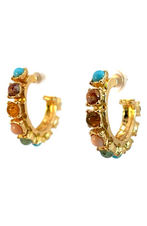 Bo Semiprecious Stone Hoop Earrings in Gold