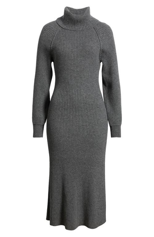 Shop Rails Carrie Turtleneck Long Sleeve Wool Blend Midi Sweater Dress In Heather Charcoal