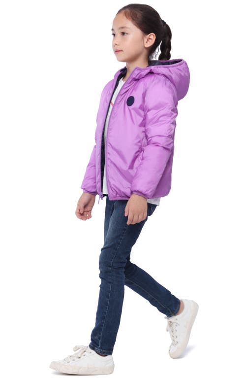 Rokka&rolla Kids' Reversible Lightweight Puffer Jacket In Navy Lavender