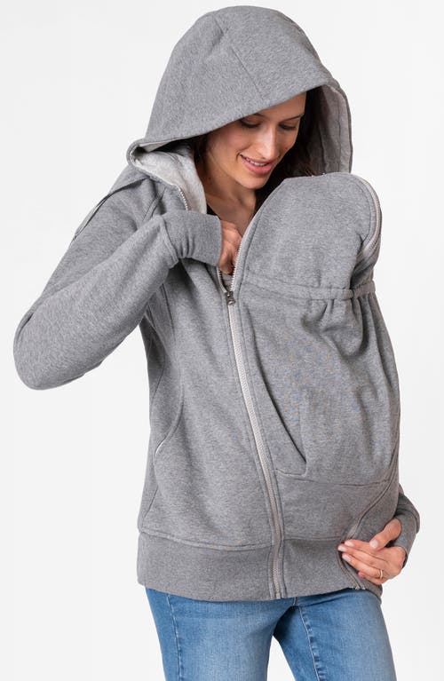 Shop Seraphine 3-in-1 Maternity Zip Hoodie In Dark Grey