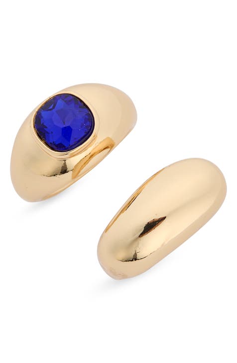 Set of 2 Stone & Signet Rings