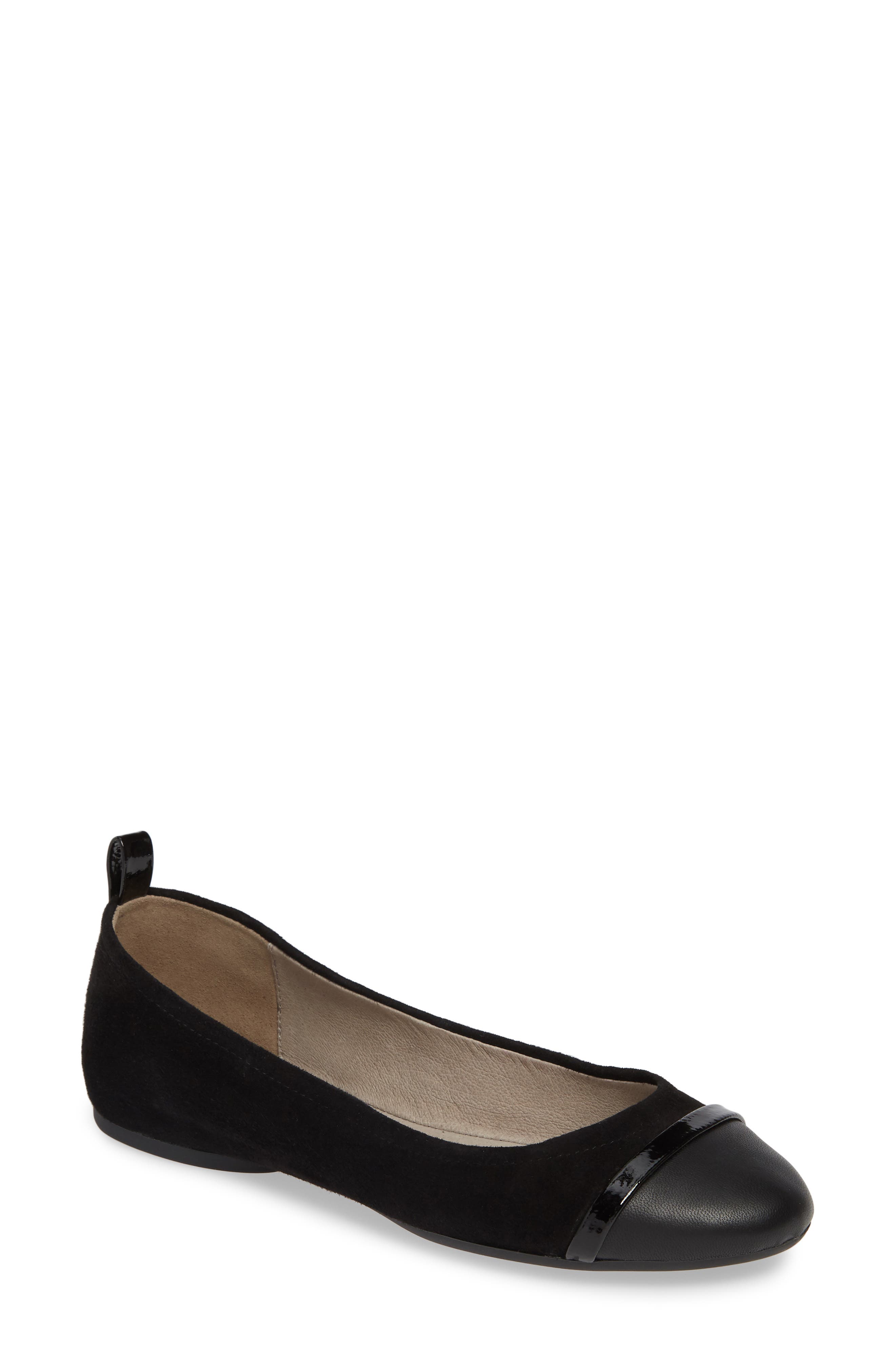 Pelle Moda Willis Cap Toe Flat- Black