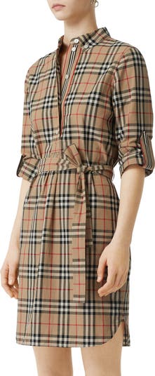 Burberry Giovanna Vintage Check Long Sleeve Stretch Cotton Shirtdress |  Nordstrom
