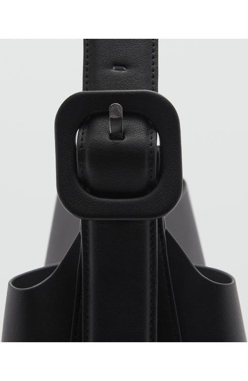 Mango Buckled Faux Leather Shopper Bag In Black