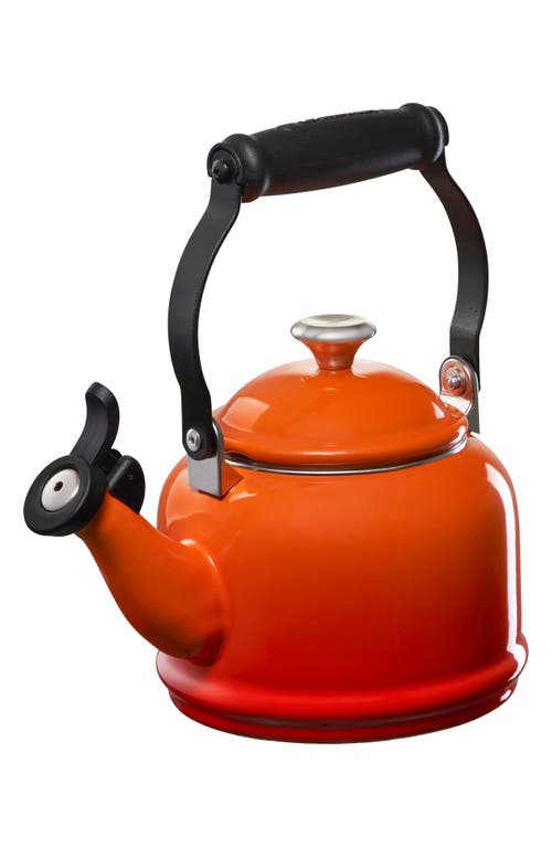 Le Creuset 2.2-quart Enameled Stainless Steel Whistling Cloche Kettle In Flame/silver