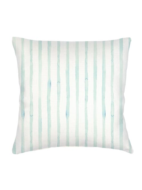 Anaya Riviera Striped Linen Pillow Down Insert In Aqua