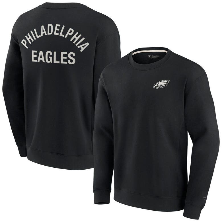 Shop Fanatics Signature Unisex  Black Philadelphia Eagles Super Soft Pullover Crew Sweatshirt