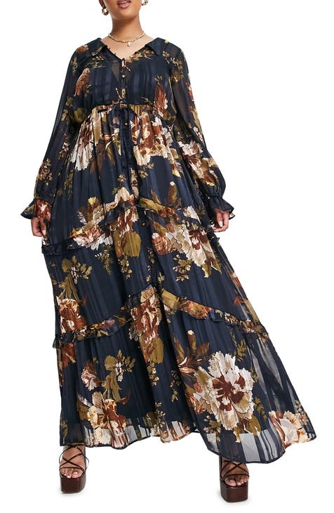 floral chiffon maxi dress size 18