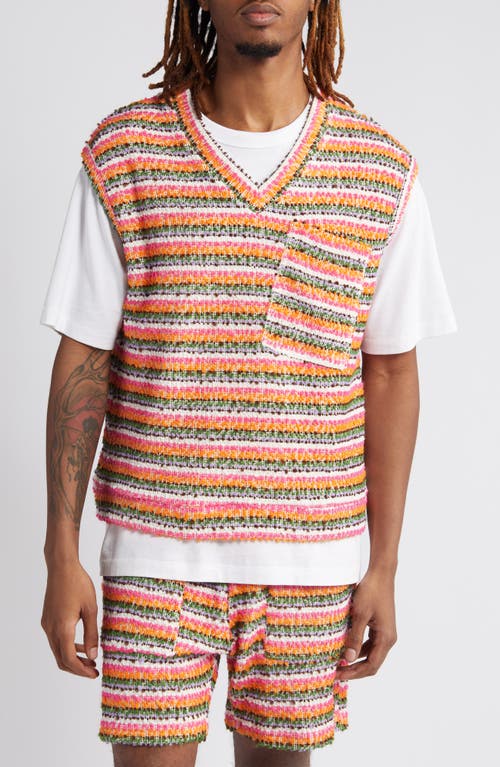 Shop Krost Crushed Sand Sweater Vest In Orange Coral Multi