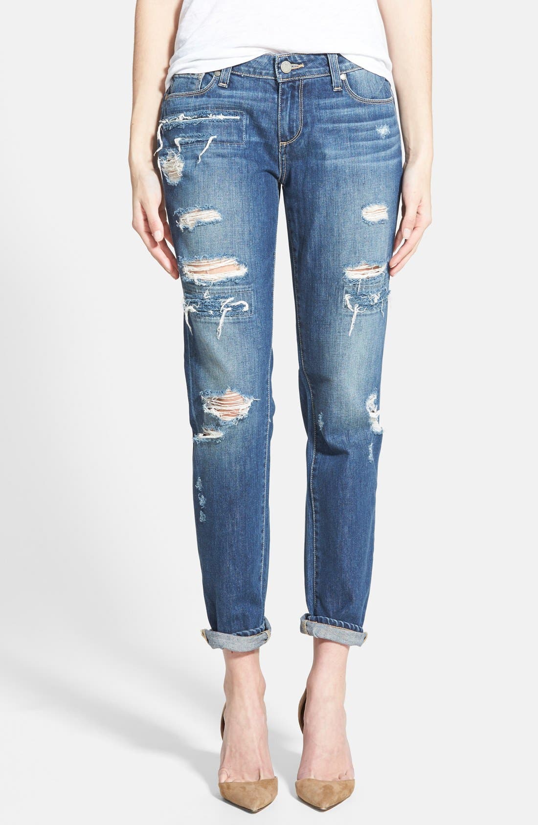 Paige Denim 'Jimmy Jimmy' Boyfriend Skinny Jeans (Willa Destructed Blue