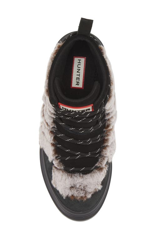 Shop Hunter Explorer Faux Fur Trimmed Lace-up Bootie In Black/natural