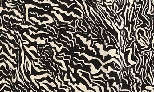 Maggy London Abstract Print Long Sleeve Asymmetric Hem Dress In Charcoal/cream