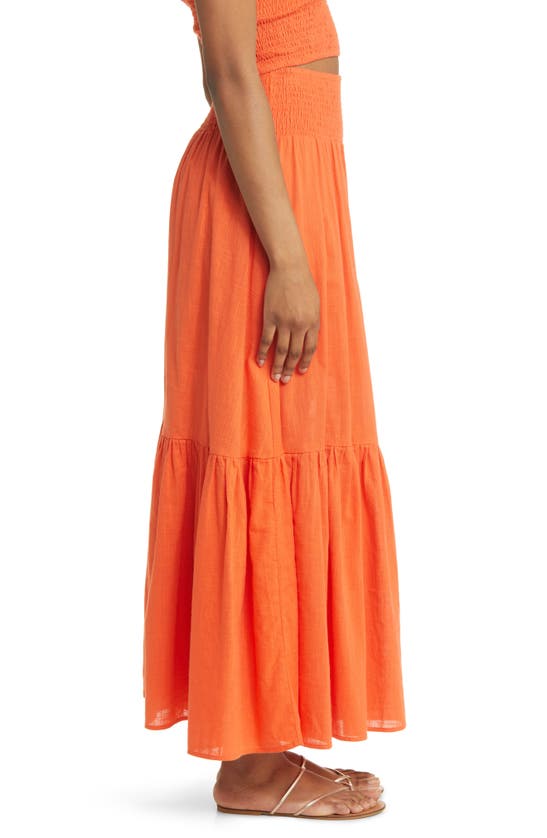 Shop Billabong In The Palms Tiered Cotton Maxi Skirt In Coral Craze