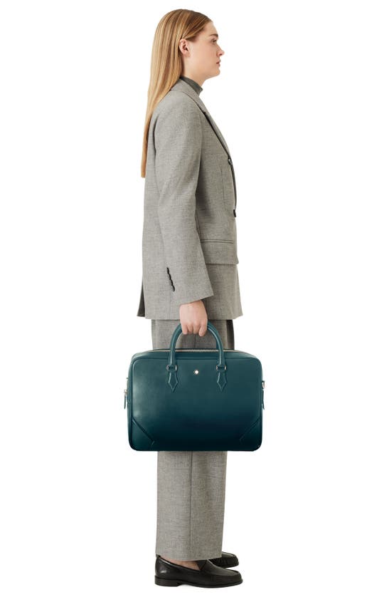 Shop Montblanc Meisterstück Leather Briefcase In Sfumato British Green