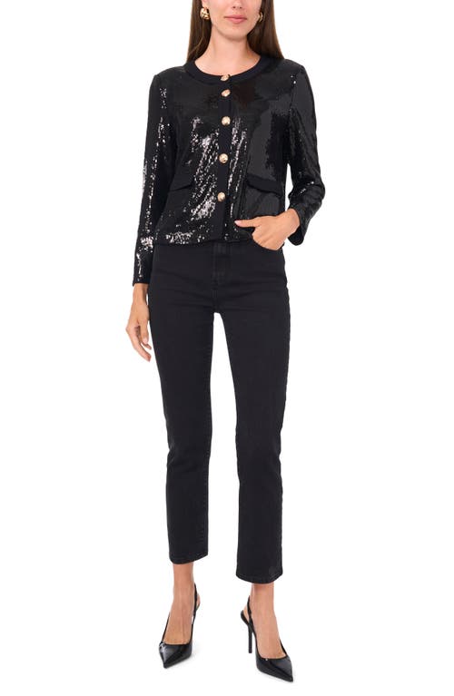 Shop Vince Camuto Sequin Jacket In Rich Black