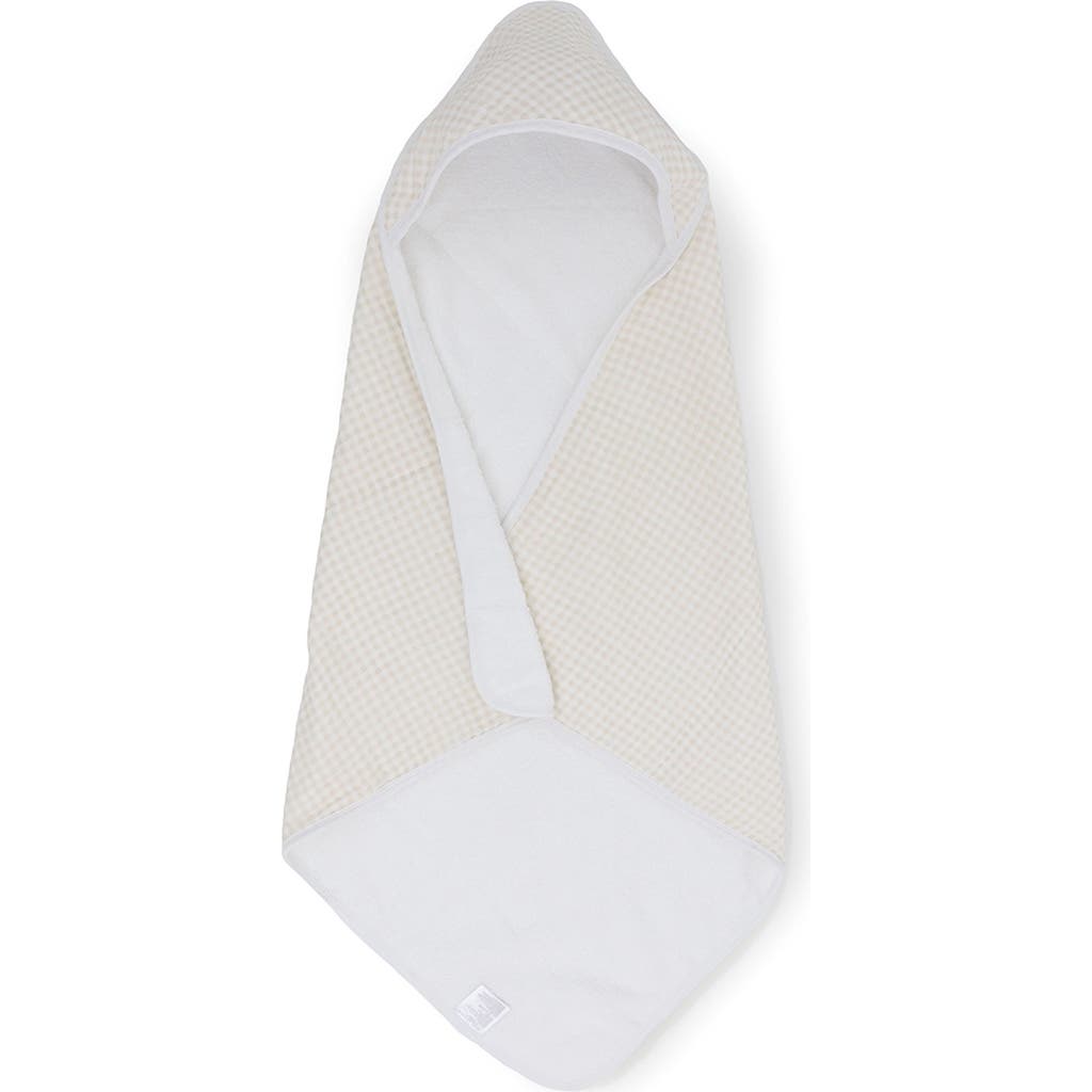 Shop Little Unicorn Cotton Muslin & Terry Hooded Infant Towel In Tan Gingham
