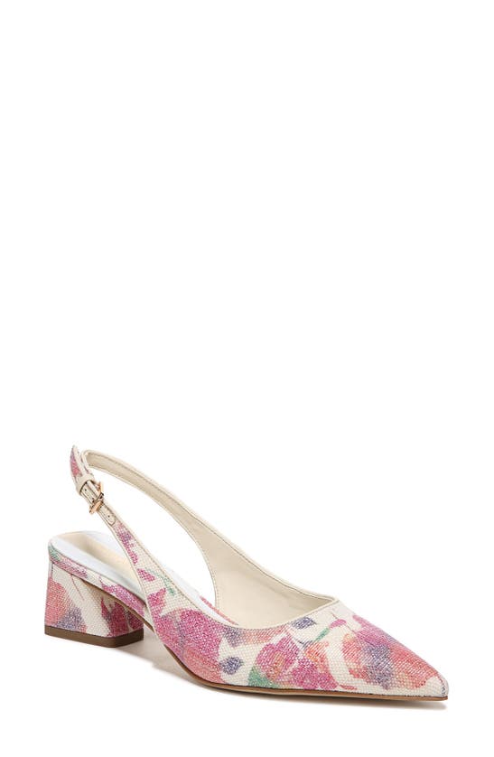 Franco Sarto Racer Slingback Pumps Women's Shoes In White Multi Floral Raffia