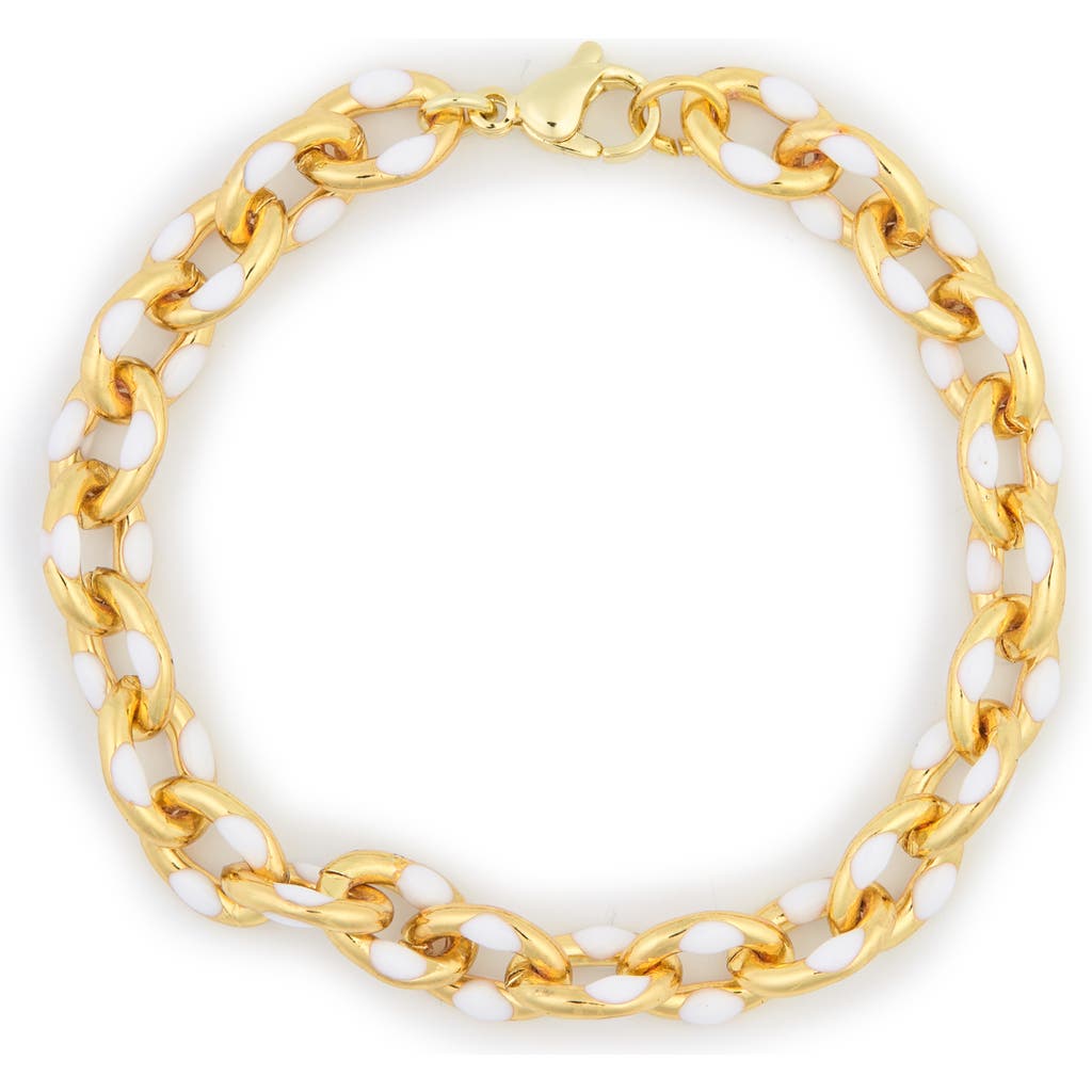 Shop Meshmerise Enamel Chain Bracelet In White/gold