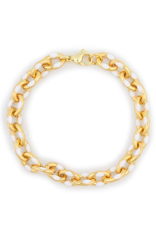 Shop Meshmerise Enamel Chain Bracelet In White/gold