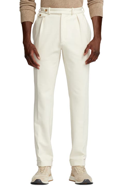 PLEATED MENSWEAR STYLE PANTS - White