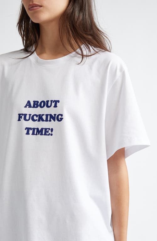 Shop Stella Mccartney About Time Cotton Graphic T-shirt In White/blue