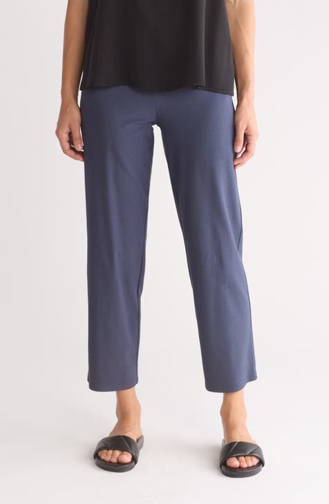 Stretch Crepe Ankle Straight Leg Pull-On Pants