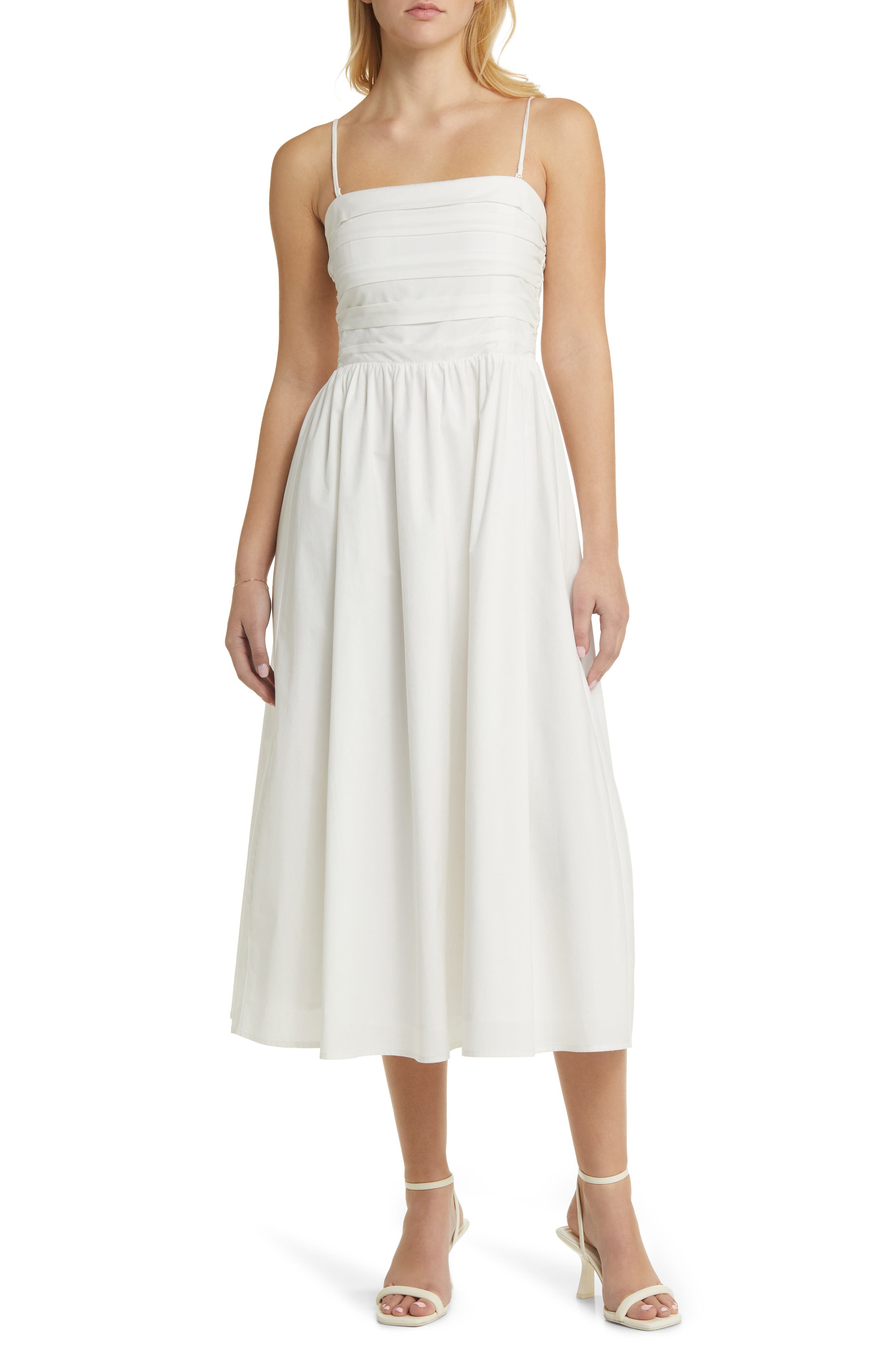 WAYF Sammie Pleat Strapless Stretch Cotton Sundress | Nordstrom