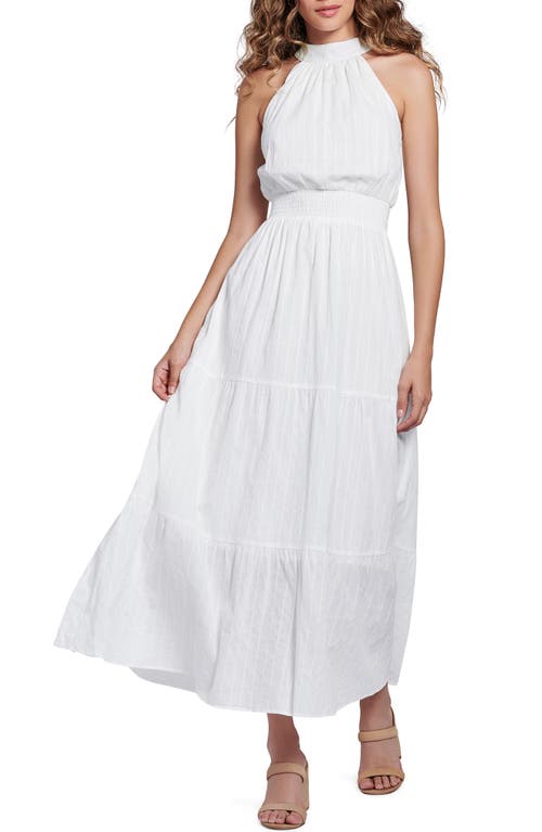 Lost + Wander Mykonos Halter Neck Tiered Cotton Maxi Dress in White
