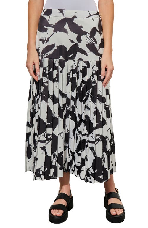 Ming Wang Pleated Drop Waist Maxi Skirt Black/White at Nordstrom,