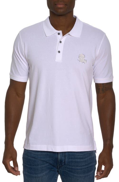 Robert Graham Astra Skull Appliqué Stretch Piqué Polo in White at Nordstrom, Size Xxx-Large