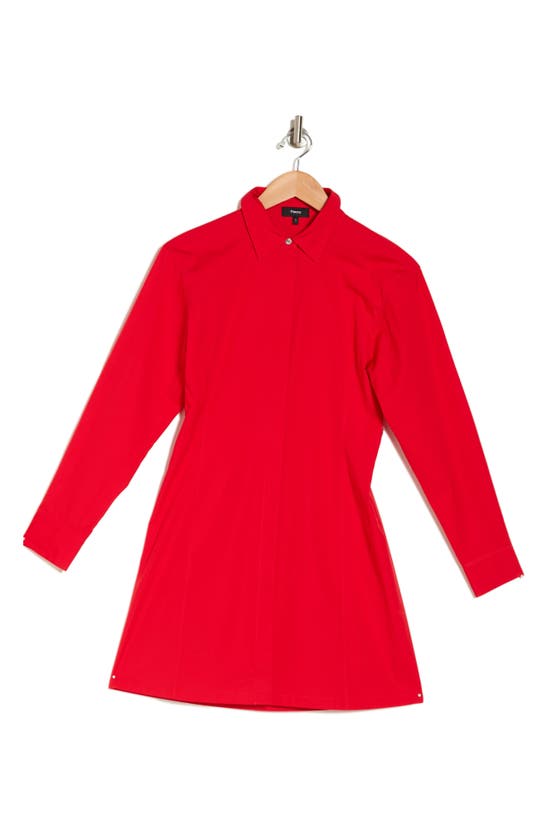 Theory Downing Long Sleeve Cotton Shirtdress In Grenadine