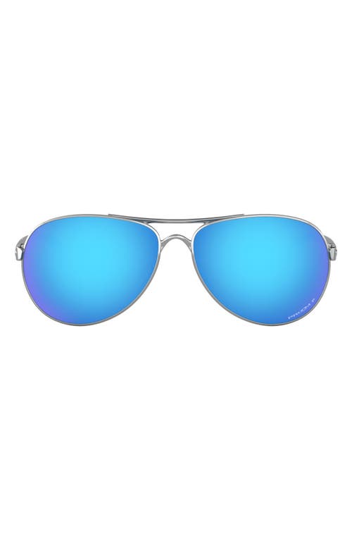 Oakley 59mm Polarized Aviator Sunglasses In Silver/blue Gradient