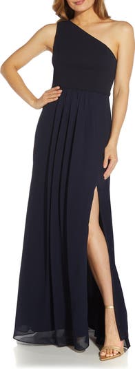 Adrianna papell one outlet shoulder crepe gown