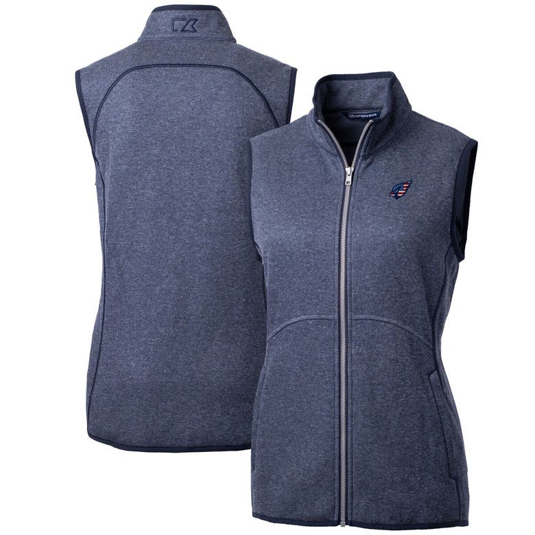 Shop Cutter & Buck Heathered Navy Arizona Cardinals Mainsail Basic Sweater Knit Fleece Full-zip Vest In Heather Navy