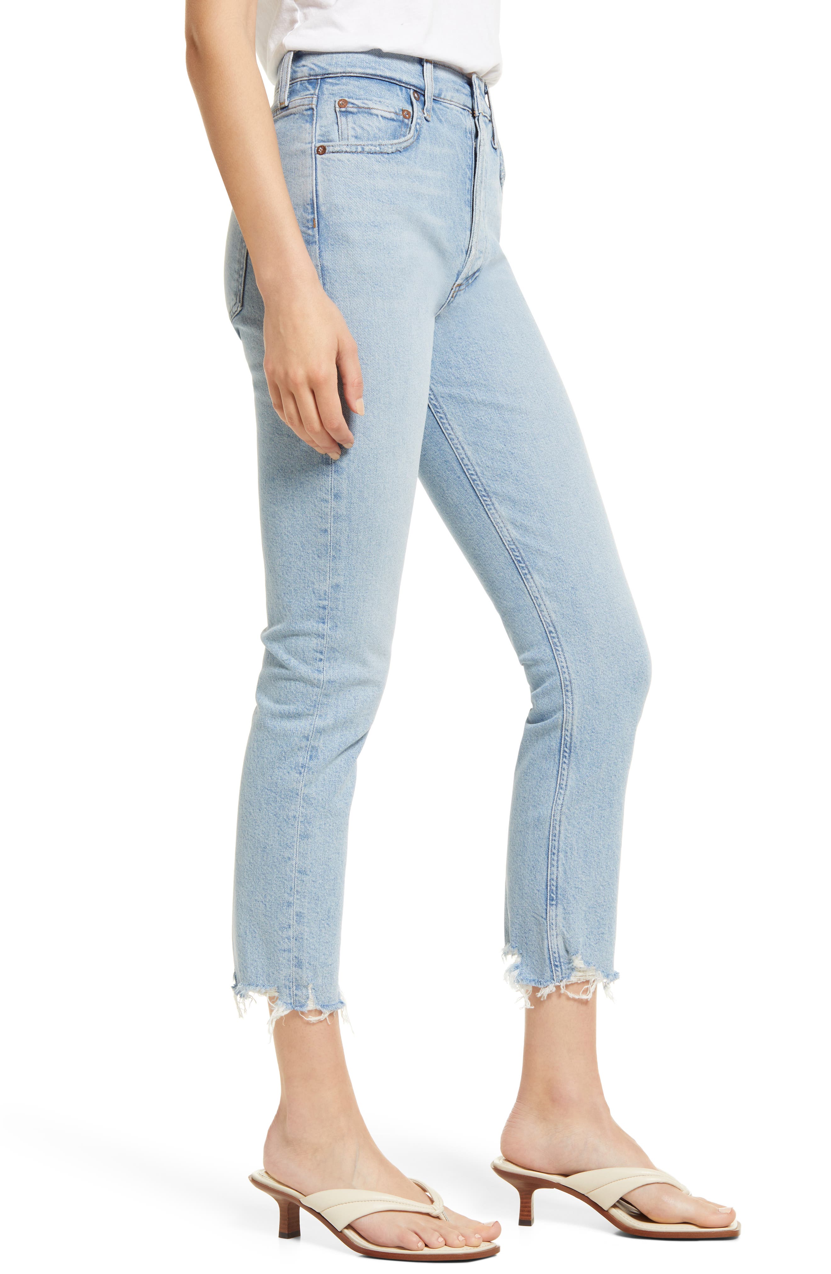 AGOLDE Riley High Waist Chewed Hem 