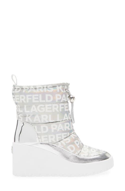 Karl Lagerfeld Paris Bronwyn Wedge Boot In Silver Iridescent