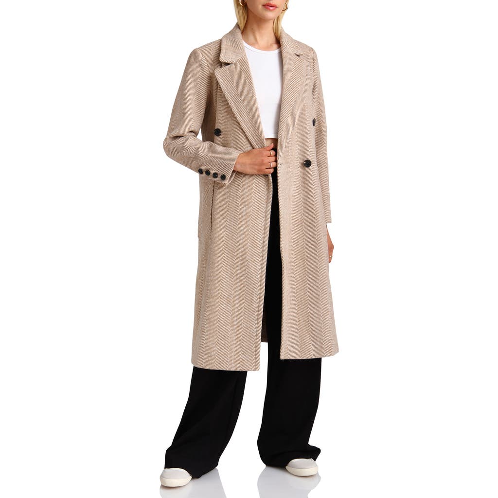 AVEC LES FILLES AVEC LES FILLES DOUBLE BREASTED HERRINGBONE PATCH POCKET COAT