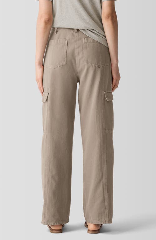 Shop Eileen Fisher Organic Cotton Wide Leg Cargo Pants In Reed